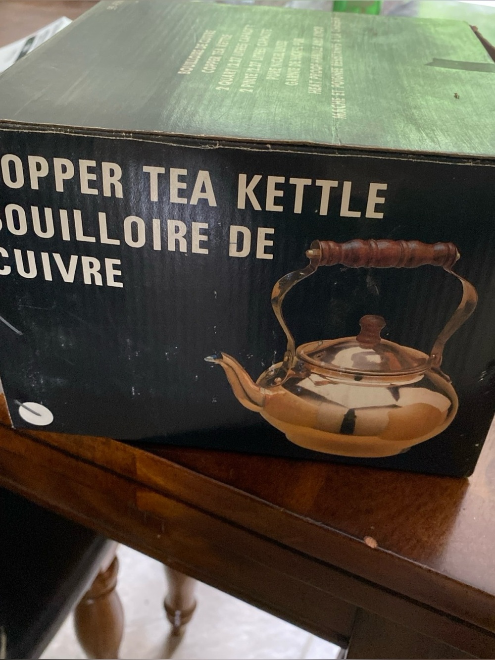 Copper Tea Kettle with Wooden Handle - Classic Copper Finish